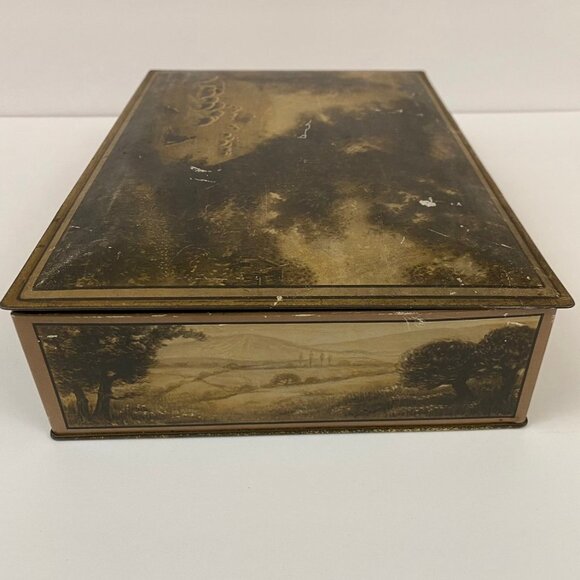 Vtg Vintage Uneeda NBC National Biscuit Company Hinged Box Farm Pasture Sheep - Picture 6 of 12